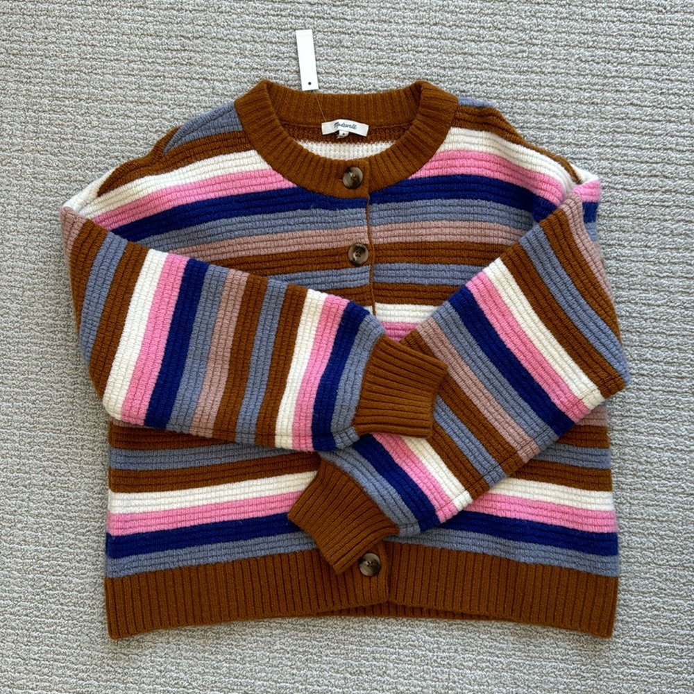 Madewell Color Stripe Cardigan Sweater Size M